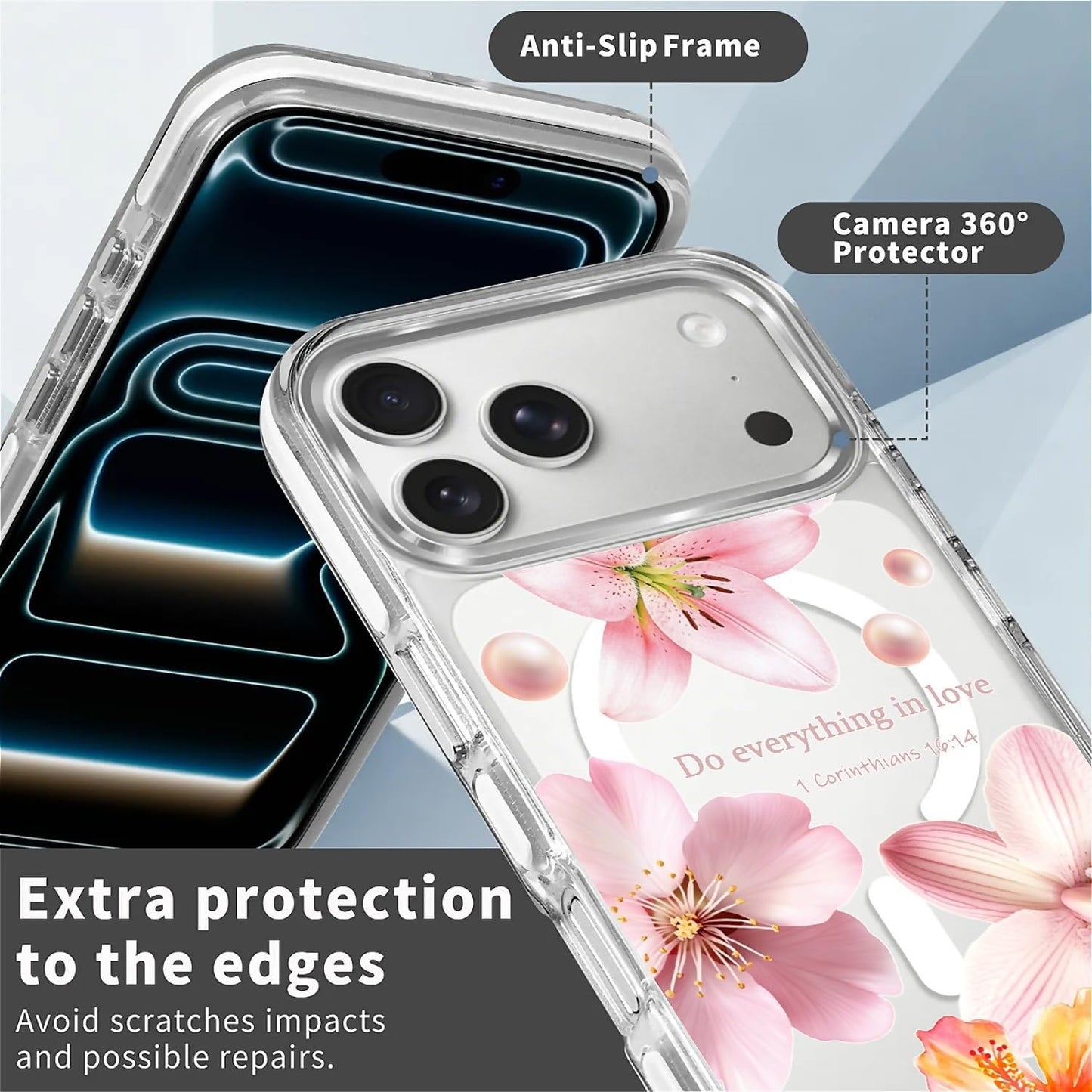 for iPhone 17 Pro Max Case [Compatible with Magsafe],Girls Women Clear Magnetic Case Silicone Shockproof Protective Cover with Pattern Colorful Motivational Letters