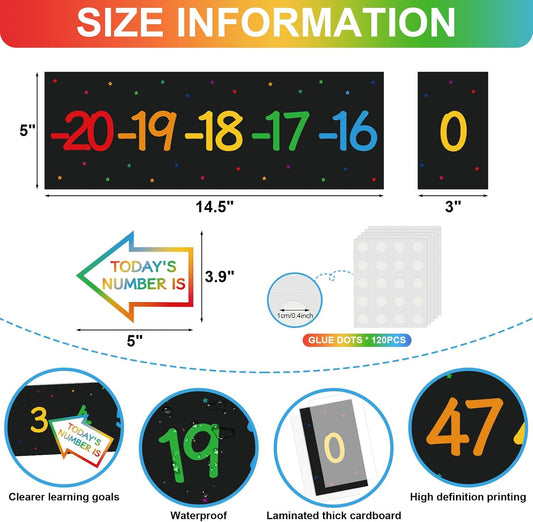 COCHIE Boho Number Line Bulletin Board Border - 20 to 120 Classroom Decorations for Wall Total 34ft, Math Number Lines Border Strips Learning Poster Supplies for Students, Teachers (Bohemian)