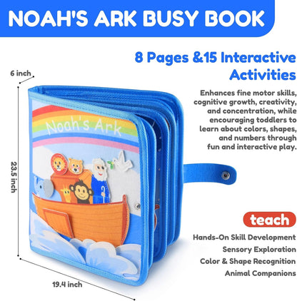 Ocean Busy Book for Toddlers 1-3, Montessori Quiet Book with 20 Activities, Travel Toy for Fine Motor Learning, Gift for Boys Girls