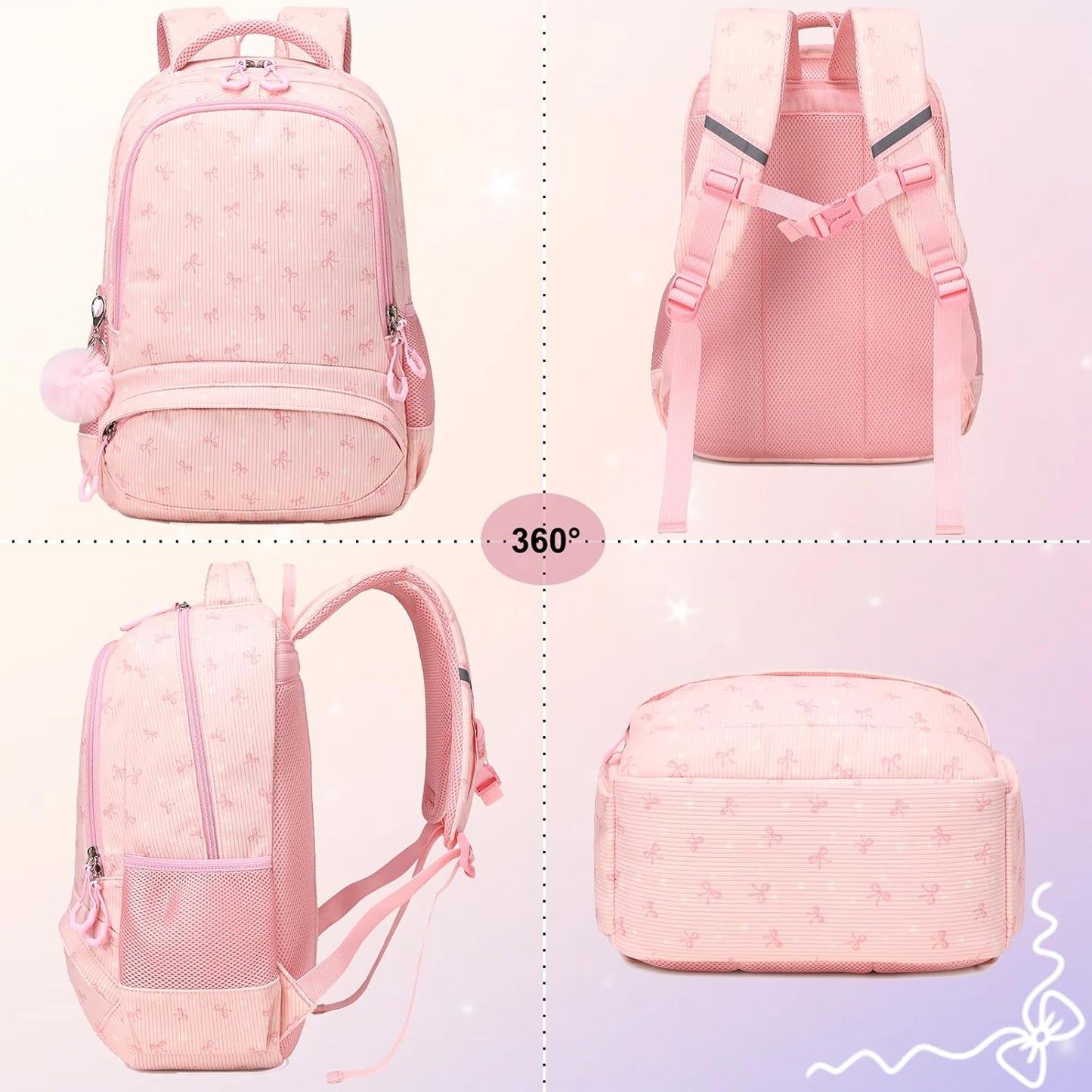 Girls Backpack for Elementary Unicorn Backpack Kids Backpack School Bookbag for Girls 3 in 1 Set Back to School