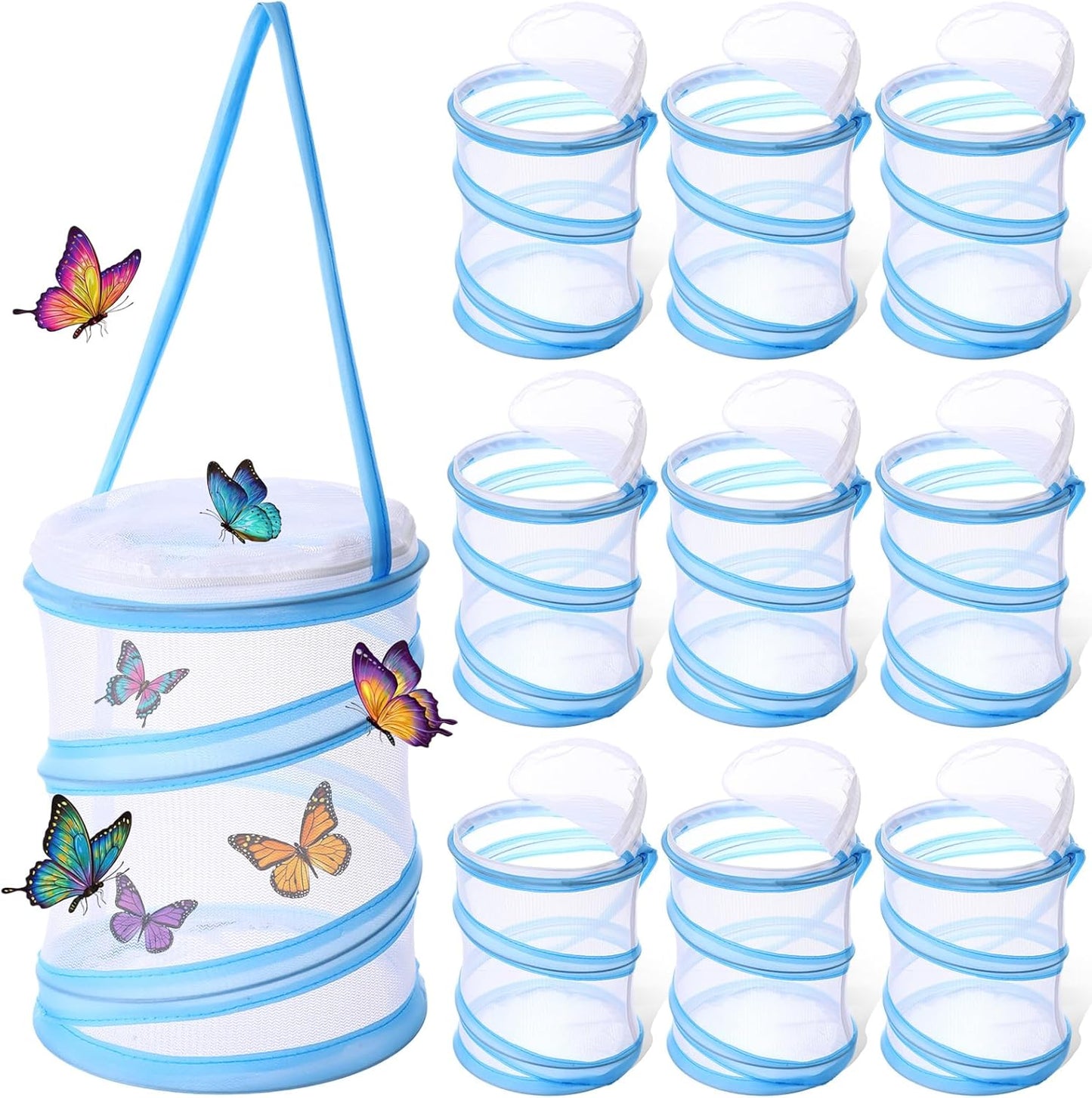 Sherr Mini Butterfly Habitat Cage Clear Mesh Butterfly Net Cage Container Foldable Terrarium, 6.2x7.1inch