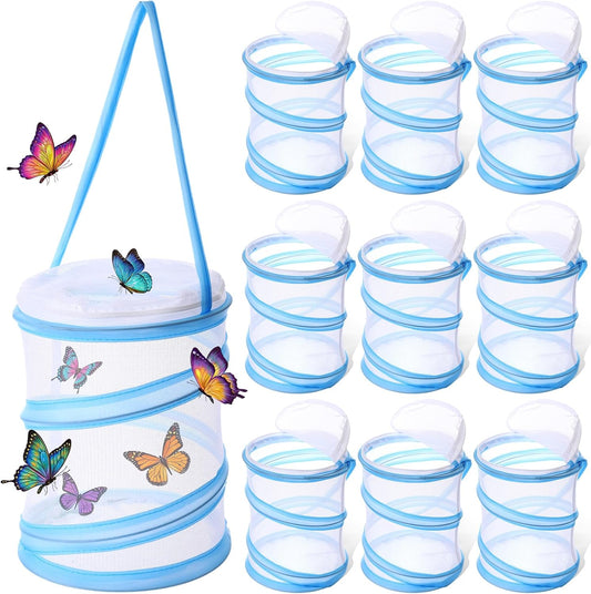Sherr Mini Butterfly Habitat Cage Clear Mesh Butterfly Net Cage Container Foldable Terrarium, 6.2x7.1inch