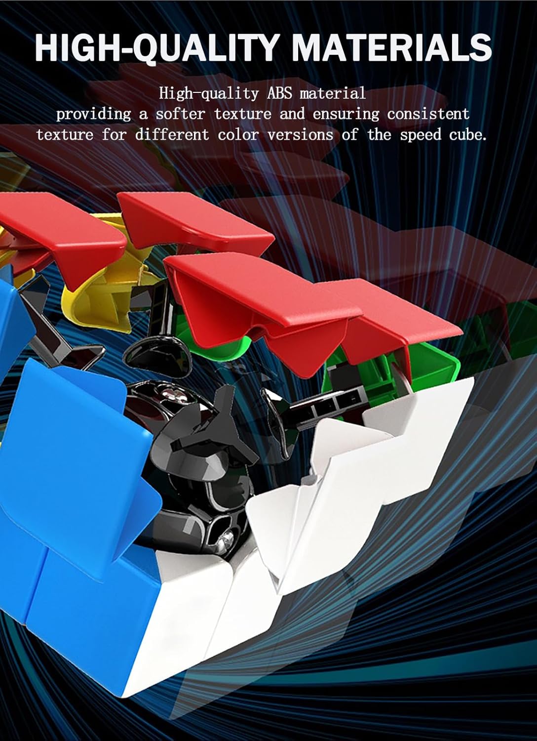 CFMOUR Speed Cube 3x3x3 - Moyu Meilong 3C, Stickerless Magic Cube 3x3, Fast Smooth Turning Vivid Colour 3D Puzzle Brain Toy Travel Games, Turns Quicker Than Original