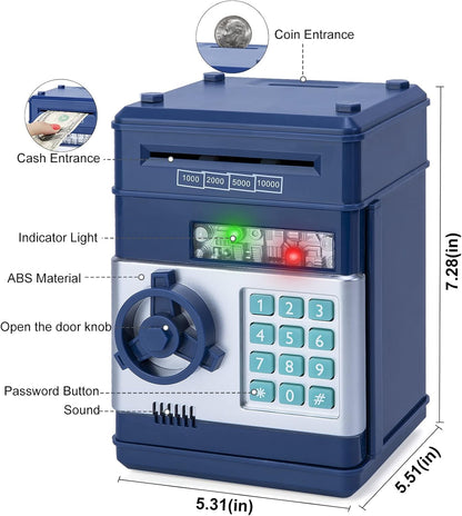 Refasy Piggy Bank Cash Coin Can ATM Bank Electronic Coin Money Bank for Kids Age 3-12, Money Savings Box Mini ATM Coin Bank Toys Gifts for 3 4 5 6 7 8 9 10 11 12 Year Old Boys Girls
