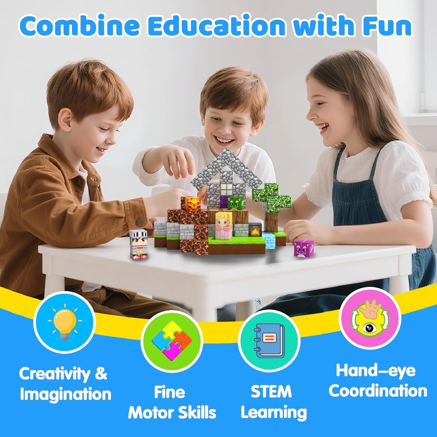 Magnetic Blocks Toys for Kids, 100 PCS Building Blocks Cubes, Stacking Magnetic Tiles Toys for Kids Toddlers Boys Girls Ages 3 4 5 6 7 8-12 Birthday Gifts Party Supplies (Underworld)