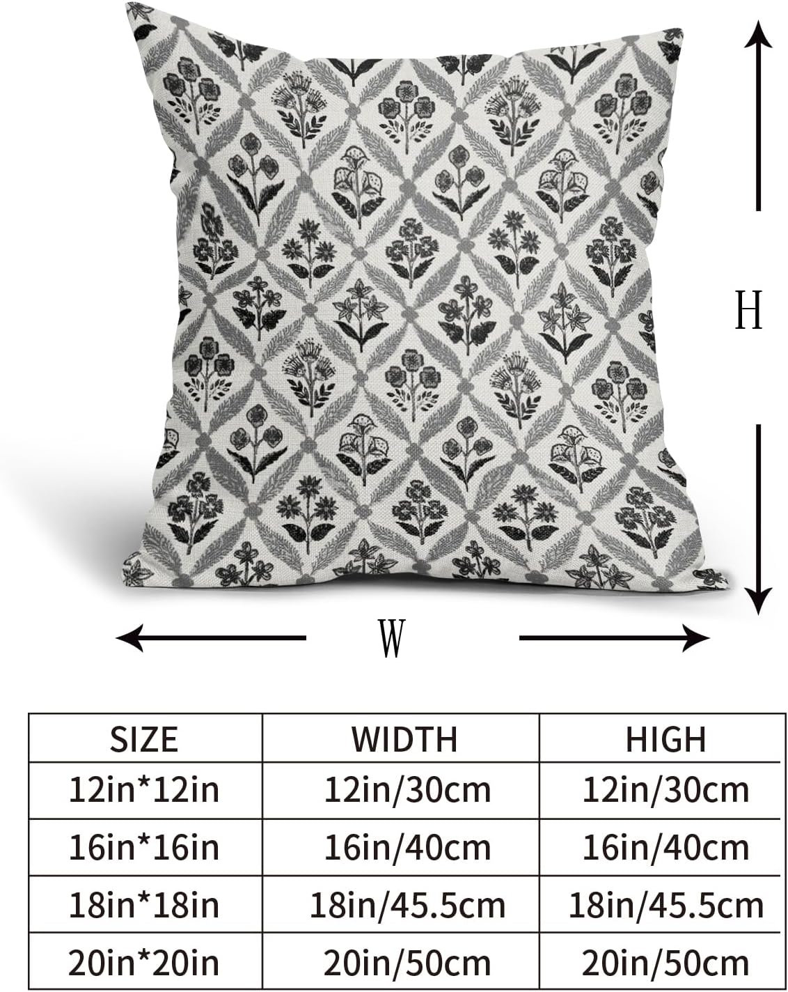 Blue Green Floral Block Print Pillow Covers 12X20 Set of 2, Flower Pattern Spring Summer Print Decorative Throw Pillow Covers Outdoor Farmhouse Seasonal Cushion Case Couch Sofa Bed Decor