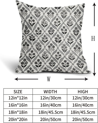 Blue Green Floral Block Print Pillow Covers 12X20 Set of 2, Flower Pattern Spring Summer Print Decorative Throw Pillow Covers Outdoor Farmhouse Seasonal Cushion Case Couch Sofa Bed Decor