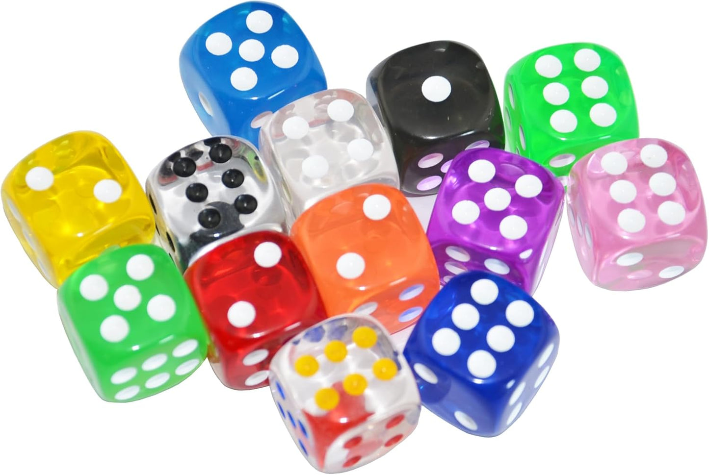 SmartDealsPro 10-Pack D6 Six Sided 16mm Transparent Dice Die for DND, MTG, RPG, Tenzi, Yahtze, Bunco, Table Borad Games, Math Teaching