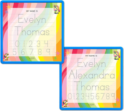 Kid's Name Tracing Board | Dry Erase Letter Tracing | Reusable Name Alphabet Tracing| Number Tracing | Personalized | Baby Unicorn Theme