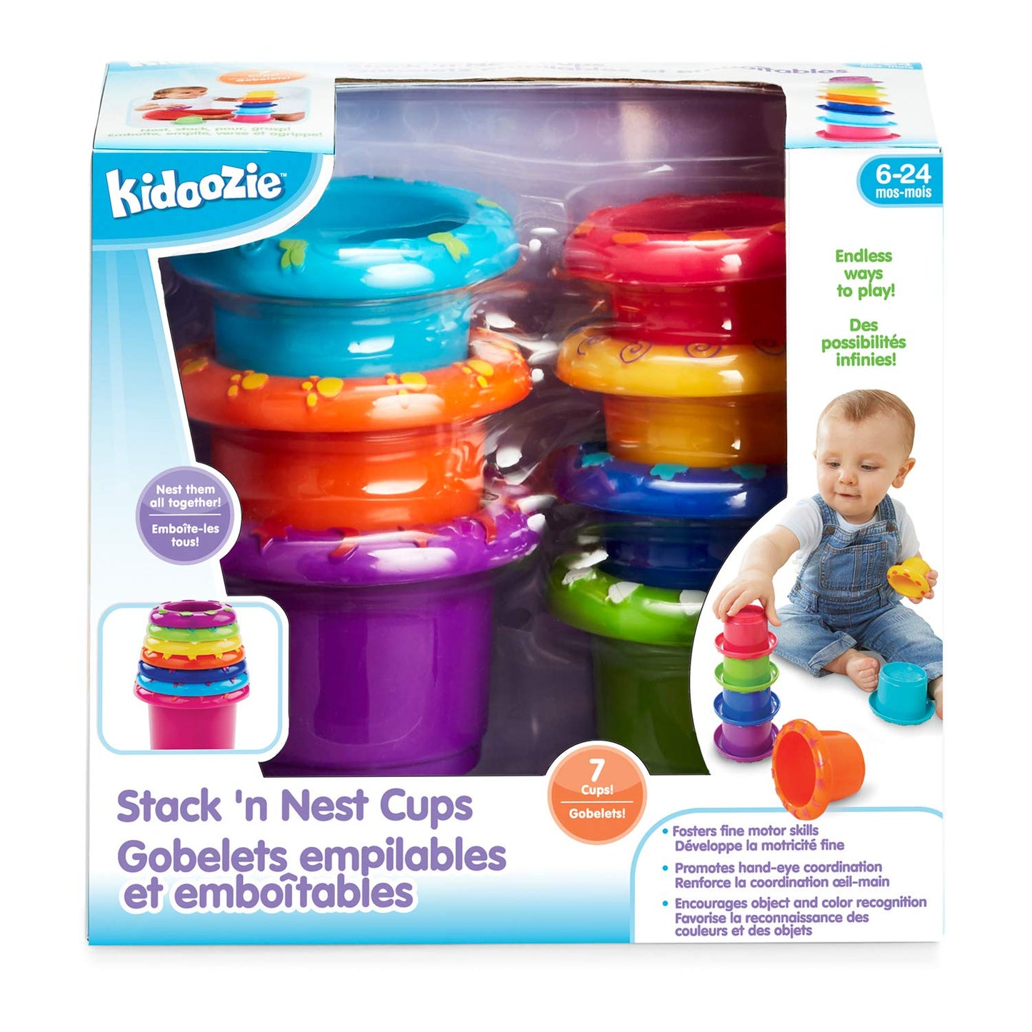 Kidoozie Stack 'n Nest Cups, Developmental Toy for Infants and Toddlers Ages 6 Months and Older