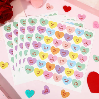 JULMELON 672 PCS Valentines Day Heart Stickers for Kids Conversation Heart Stickers Removable Labels Cards for Candy Envelopes Gifts Classroom Valentine’s Day Party Decorations