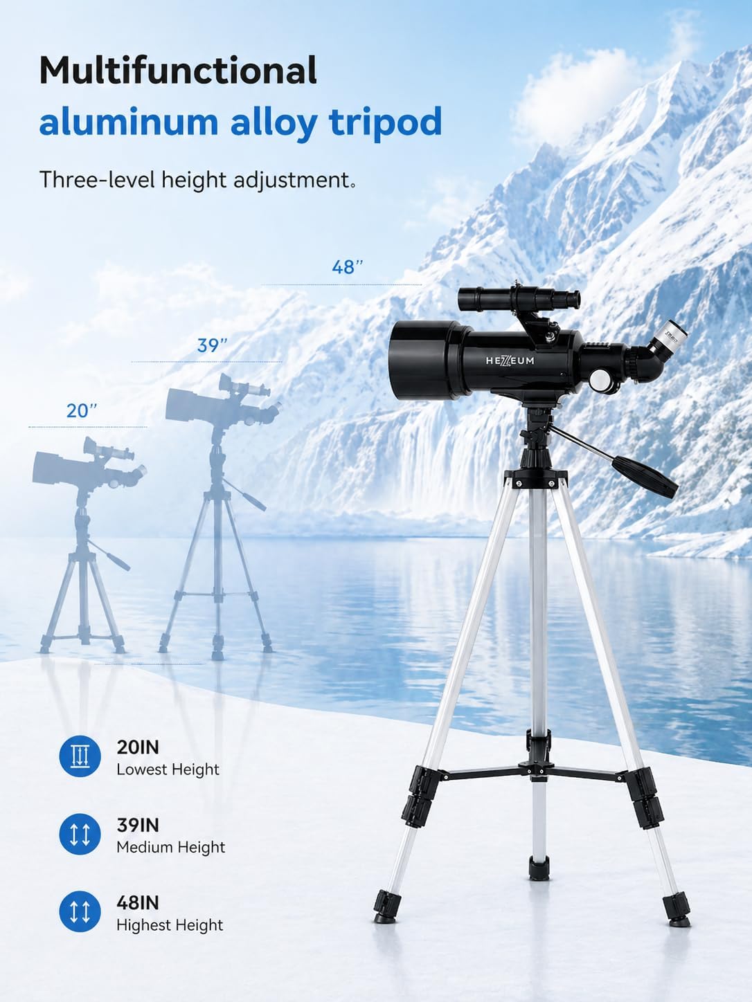 Koolpte Telescope 70mm Aperture 500mm - for Kids & Adults Astronomical Refracting Telescopes AZ Mount Fully Multi-Coated Optics, with Diagonal Mirror Phone Adapter, Carrying Bag, Wireless Remote Black
