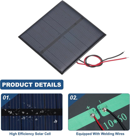 MECCANIXITY 2 Pcs 5.5V 0.44W 70mA Mini Solar Panels, Small Polycrystalline Solar Cell Panel with 2 Cable for DIY Electric Toy Materials Kits Charger, 60mm x 60mm