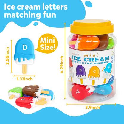 TSYAN Ice Cream Toy Set - Number & Shape Sorting Stacking Bucket for Toddlers - Educational Counting Color Recognition - Fine Motor Toys Math Learning Toys for Kids Ages 3+Year Old