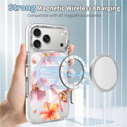 for iPhone 17 Pro Max Case [Compatible with Magsafe],Girls Women Clear Magnetic Case Silicone Shockproof Protective Cover with Pattern Colorful Motivational Letters