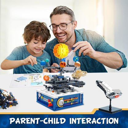 Sitodier Solar System Building Toy with Light, 758pcs Space Exploration Building Toys with Rotatable Plants, Educational Science Astronomy STEM Toy Beautiful Gifts for Boys Girls Ages 6+ Years Kids