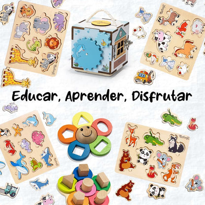Pikatoyz® Wooden Puzzles for Toddlers 1-3 – Montessori Educational and Learning Toys – Wooden Baby Puzzle for Kids 1 Year and Up – Developmental Toys – Baby Puzzles for Early Learning