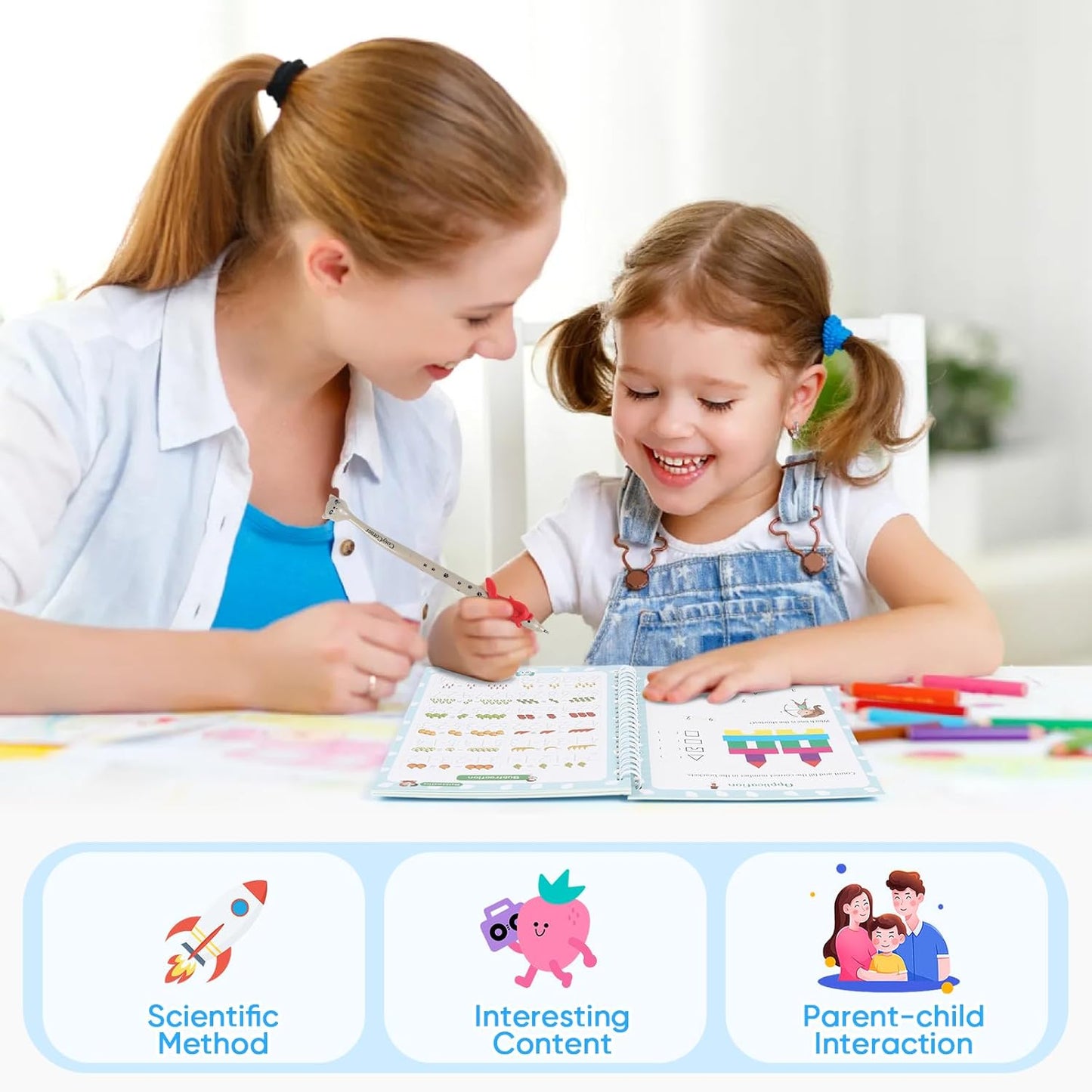 ASIGN Magic Ink Copybooks for Kids Reusable Workbooks Writing Practice for Kids Age 3-5-Grooved Writing Books Handwriting Practice Preschool Tracing Books (6)