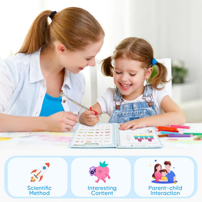 ASIGN Magic Ink Copybooks for Kids Reusable Workbooks Writing Practice for Kids Age 3-5-Grooved Writing Books Handwriting Practice Preschool Tracing Books (6)