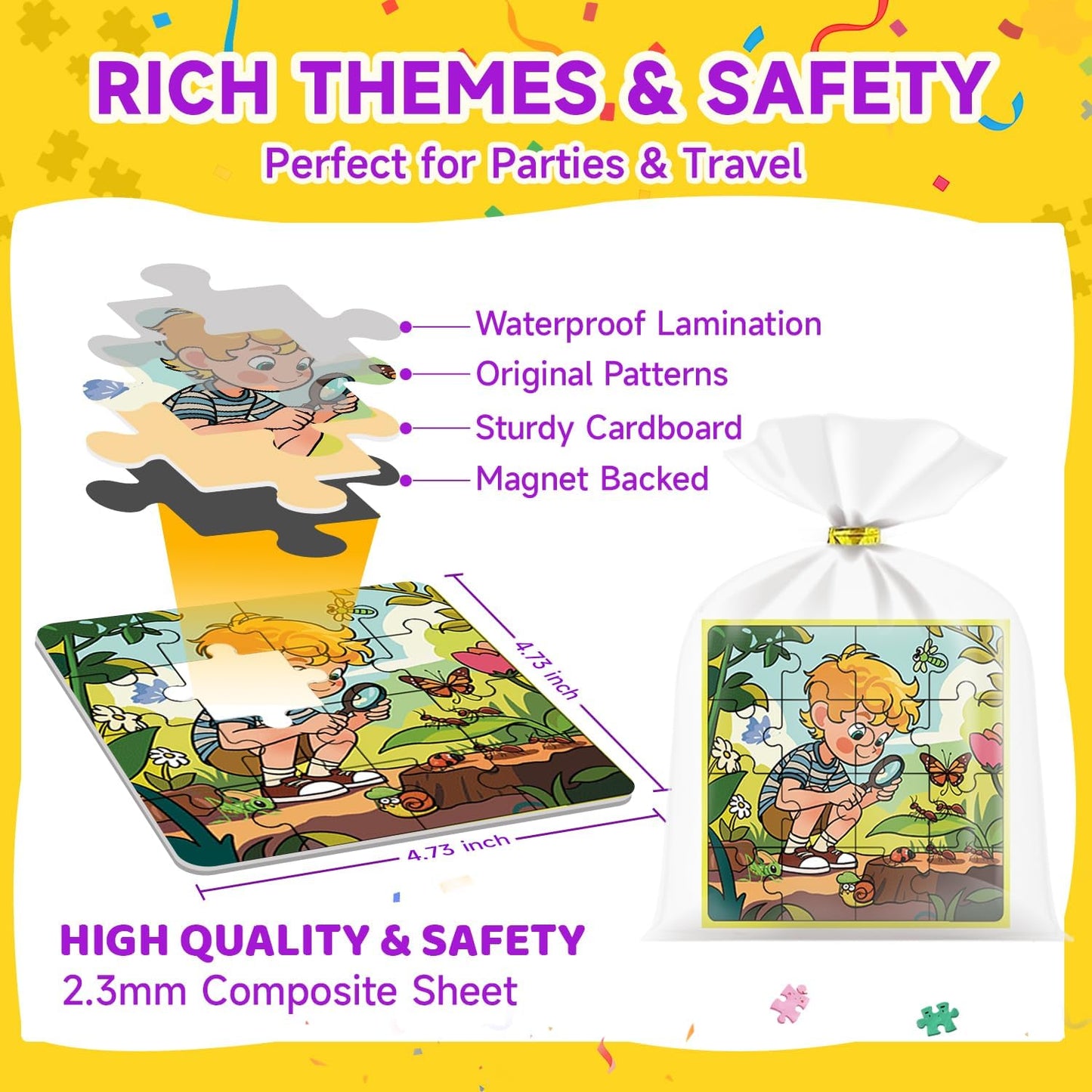 24 Pack Easter Party Favors for Kids, Magnetic Puzzle Books Bulk for Toddlers 3-5 & Kids 4-8, Goodie Bag Stuffers, Classroom Prizes, Birthday Return Valentine’s Day Gifts, Travel