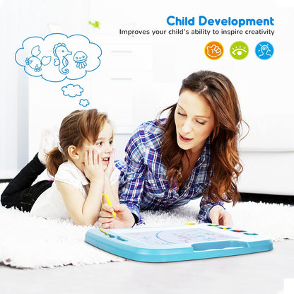 SGILE Toddler Toys for Kids, Large Magnetic Drawing Board for Birthday Gift, Toys for 1 2 3 4 Year Old Girls Boys, Etch & Sketch Pad with 4 Stamps, Learning and Educational, 16 ×13 in, Blue
