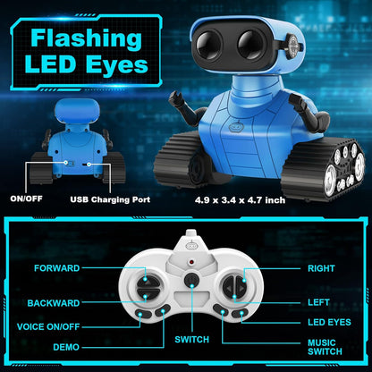 Hamourd Robot Toys for Boys Girls, Emo Robot with Walkie-Talkie Function, Gesture Sensing, Flexible Head & Arms, Programming Motion, Dance Moves, Music, Multi-Mode LED Eye, Toys for Ages