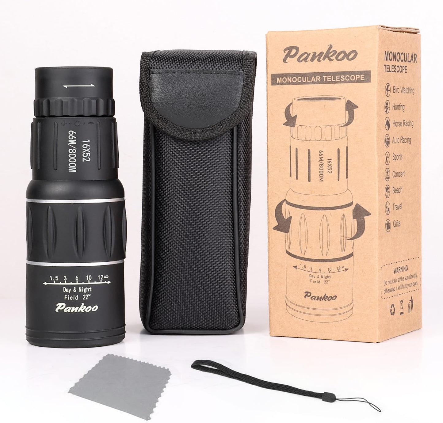 16X52 Monocular, Birthday Gifts for Men Dad Husband Him, Telescope High Powered for Adults, 2023 Power Prism Compact Monoculars for Adults Kids, Gadgets for Men, Valentines Gifts Ideas
