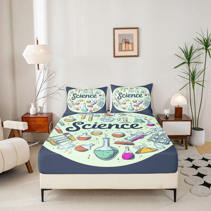 Erosebridal Chemistry Lab Fitted Sheet Twin Size Chemical Equation Bed Sheets for Boys Girls Chemical Elements Science Theme Bed Set Teens Kids Science Students Bedding Set School Dorm Room Decor