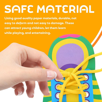 NUOBESTY 5 Sets Shoelace Threading Toys Educational Lacing Toys for Kids Learn to Tie Shoelaces Early Childhood Practice Kit 7.08X3.93In