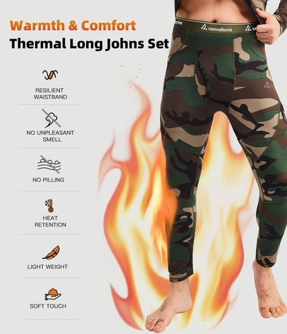 CL convallaria Thermal Underwear Long Johns Set Mens Winter Gift Hunting Gear Sport Base Layer Bottom Top - Colors B