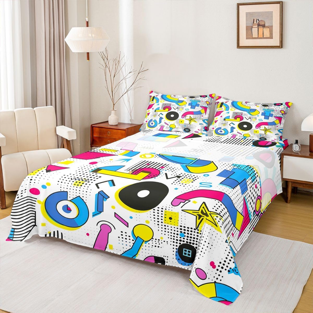 Erosebridal Science Theme Bed Sheets Set Full Size for Boys Girls Chemistry Periodic Table Print Sheet Set Chemical Subject Theme Sheets Teens Kids Math Science Atyle Fitted Sheet 4 Pcs