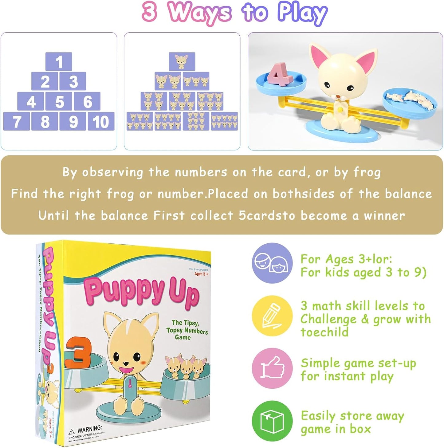 Frog Balance Counting Toys, Cool Math Learning Games for Boys and Girls, Educational Number Preschool Toy, Fun Children's Gift STEM Math Games for Kids Age 3+ (63 PCS)