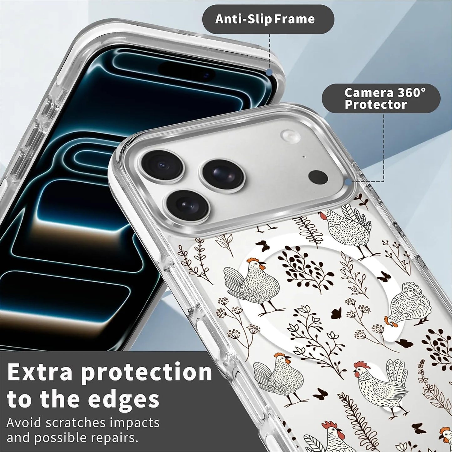 for iPhone 17 Pro Max Case [Compatible with Magsafe],Girls Women Clear Magnetic Case Silicone Shockproof Protective Cover with Pattern Colorful Motivational Letters