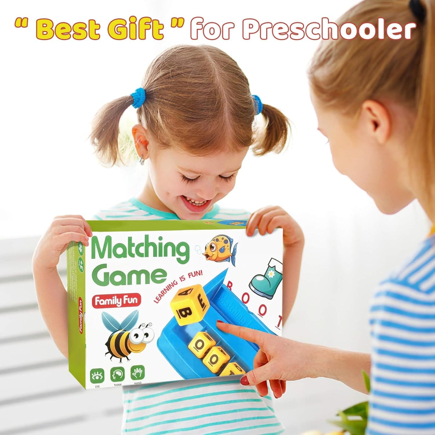 Matching Letter Game for 3 4 5 Year Old Girls Gifts, ABC Learning Toys for Kids Age 3-5, Educational Spelling Games Toys for Toddler Age 4-8, Preschool Birthday Gifts for 2 3 4 5 Year Old Boys Girls
