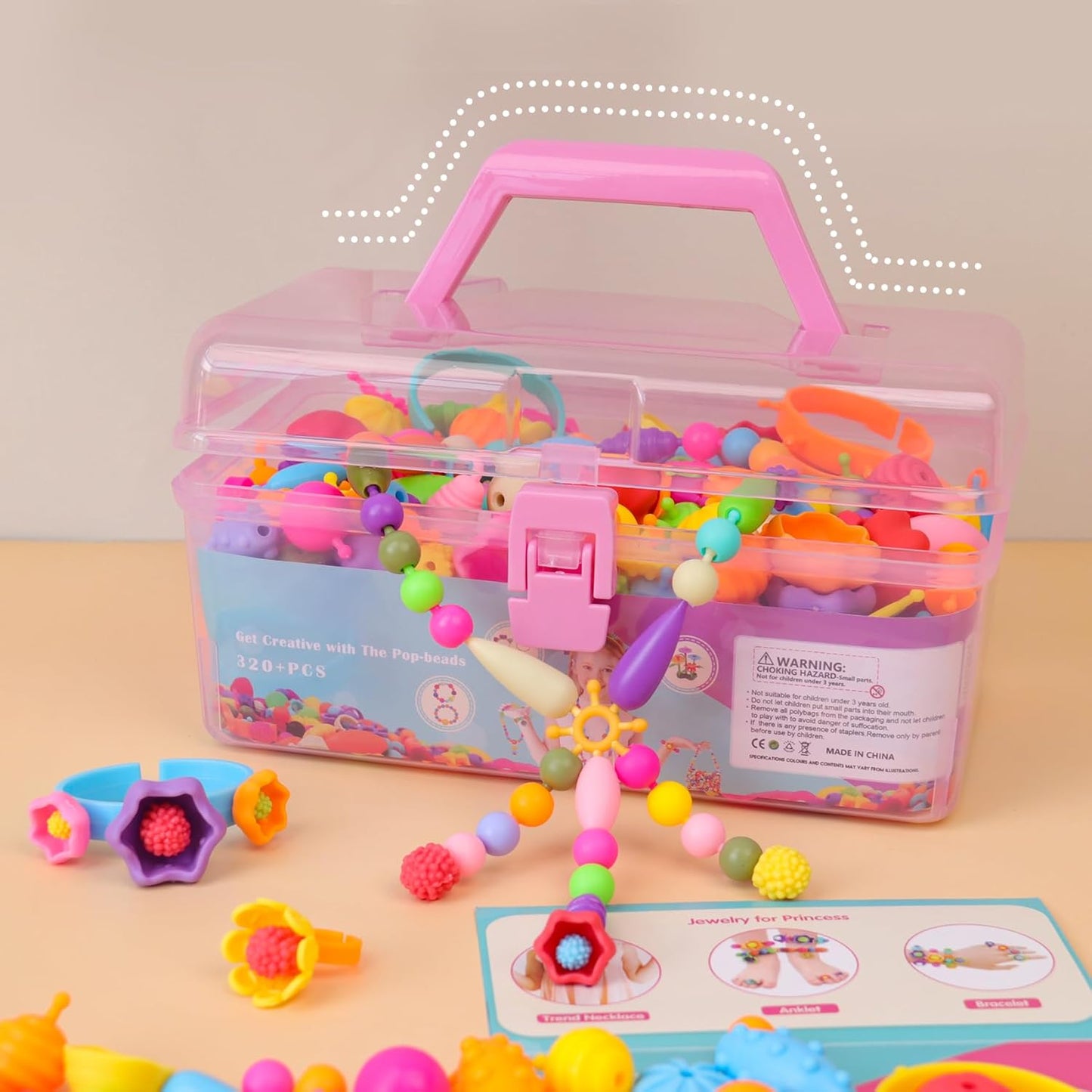 NEXBOX Girls Crafts Jewelry Making Kit for Toddlers - Pop Beads Toys Sets for Little Kids Age 3 4 5 6 Year Old, Ideas Birthday Gifts