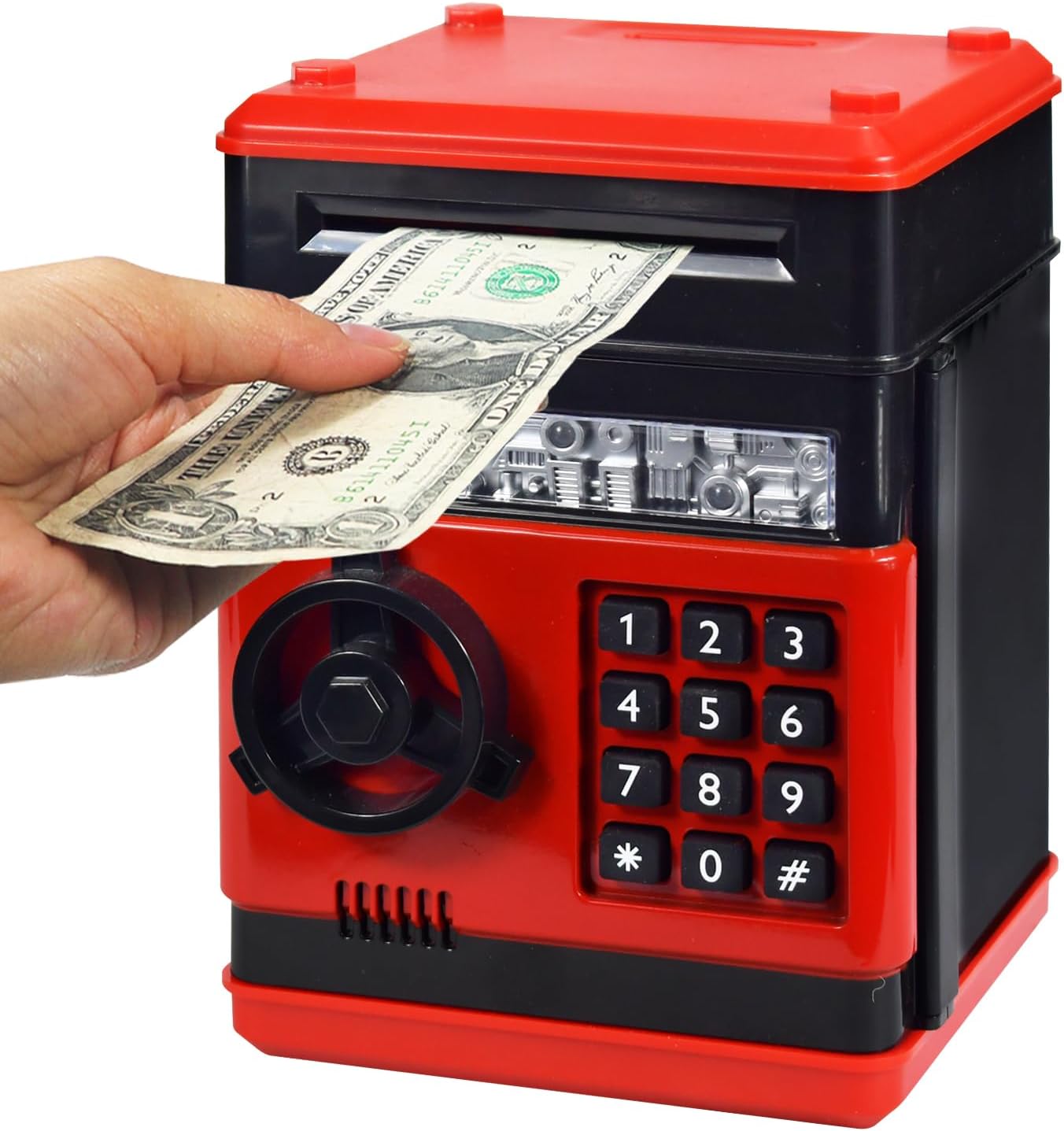 HUSAN Piggy Banks Money Banks for Kids, Electronic Password Code Money Banks ATM Banks Box Coin Bank for Children Boys and Girls (Grey Bue)