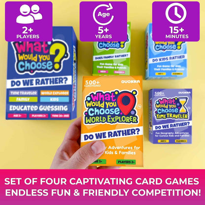 QUOKKA Board Games for Kids 8-12 – Family Games for Kids and Adults – What Would You Choose – 500+ Questions – Original Edition – Fun Card Game for Family Night
