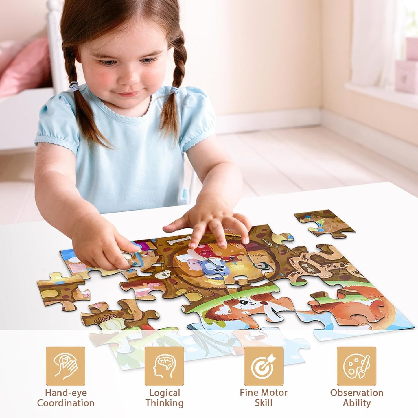 Jumbo Floor Puzzle for Kids, Large Jigsaw Puzzles 24 Piece for Kids Ages 3-5,Preschool Learning & Education Toys, Gifts for 4-8 Year Old Boys and Girls (Jungle Animals)