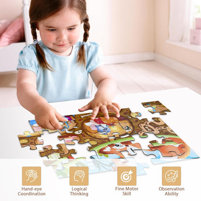 Jumbo Floor Puzzle for Kids, Large Jigsaw Puzzles 24 Piece for Kids Ages 3-5,Preschool Learning & Education Toys, Gifts for 4-8 Year Old Boys and Girls (Jungle Animals)