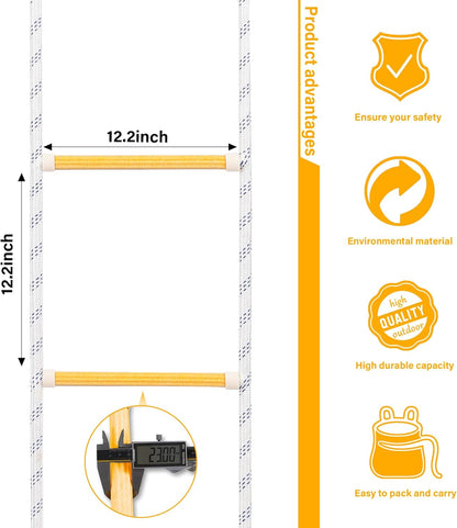 Emergency Fire Escape Ladder Flame Resistant Safety Extension Rope with 2 Hooks, 2-5 Story Homes Reusable Portable Rope Ladder Fire Escape for Window Telescope Ladder for Kids 16FT