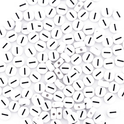 300Pcs Vowel Letter Pony Beads for Charms Bracelets Making 4X7mm Individual Round White Alphabet Beads U