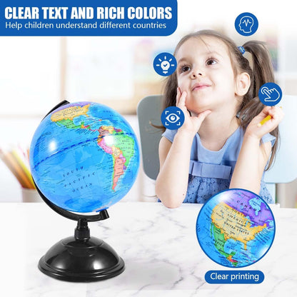 KISEER Rotating World Globe 6 Inch Spinning Earth Globe with Stand for Kids Learning Geography Classroom Education or Office Home Decorations