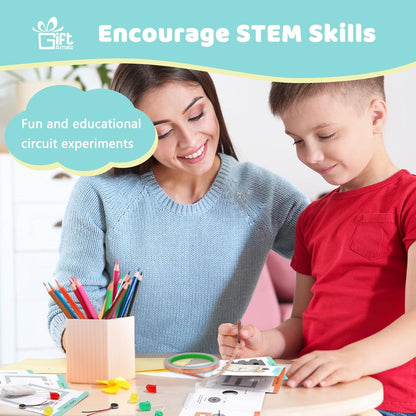 GiftAmaz Paper Circuits Kit for Kids, STEM Electric Circuit Kit, Child-Friendly Paper Circuit Board, Led Light Diodes, Copper Foil Tape, Educational STEM Toys Science Experiments Kit for Kids 8-12