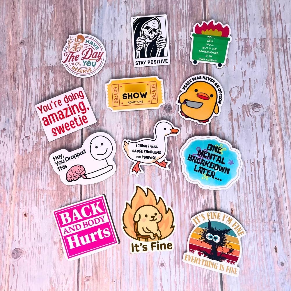 YJ PREMIUMS 12-Piece Fridge Magnets - Funny Memes, Cute Animals, and Words for Home/Office Decoration