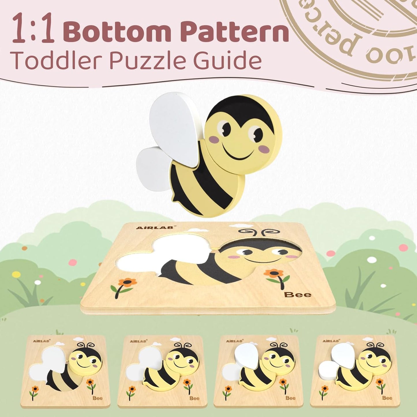 Wooden Puzzles for Toddlers 1 2 3 Year Old Animals Shape Puzzle Toys for Travel Airplane Gift for Kids Montessori Early Development Gifts for Baby Boys Girls with Drawstring Bag Pack of 4
