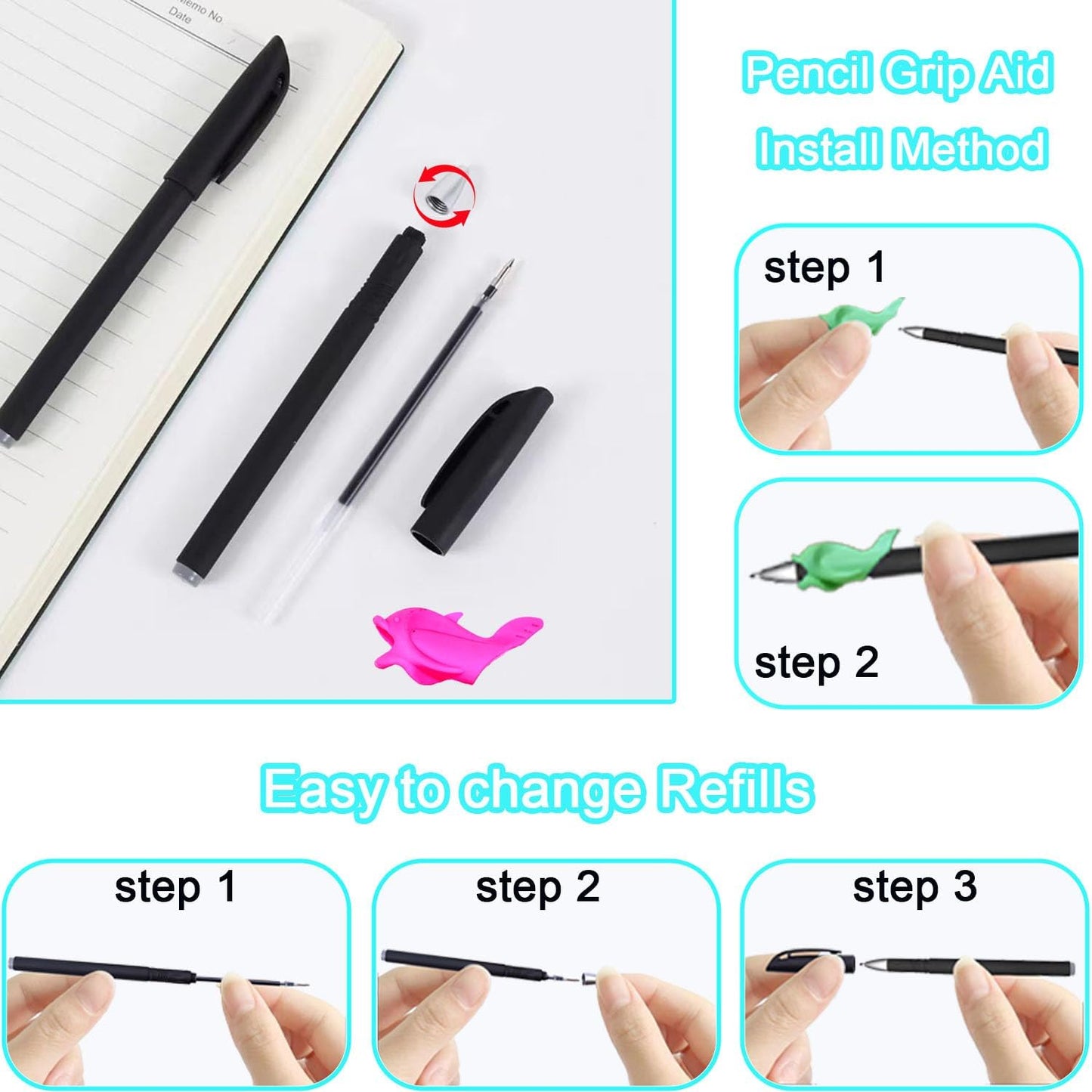4 Pc Magic Grooved Practice Copybook,Reusable Letter Tracing Books,Handwriting Practice Book and Preschool Learning Activities, Writing Practice for Kids Ages 3-8 Calligraphy (4pc+Pens)（7.4in x 5.1in)