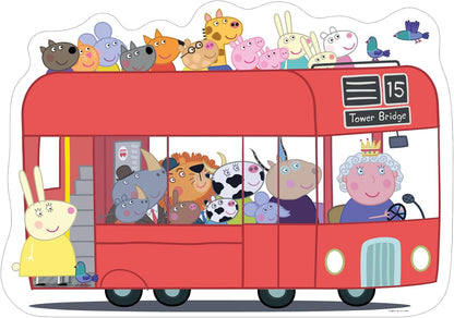 Ravensburger Peppa Pig: London Bus 24 Piece Giant Shaped Floor Jigsaw Puzzle for Kids - Screen-Free Activity Boosts Concentration and Focus