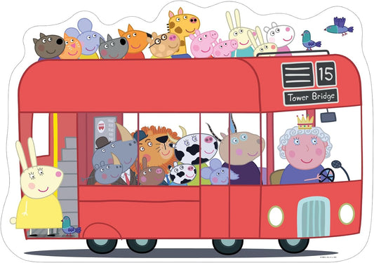 Ravensburger Peppa Pig: London Bus 24 Piece Giant Shaped Floor Jigsaw Puzzle for Kids - Screen-Free Activity Boosts Concentration and Focus