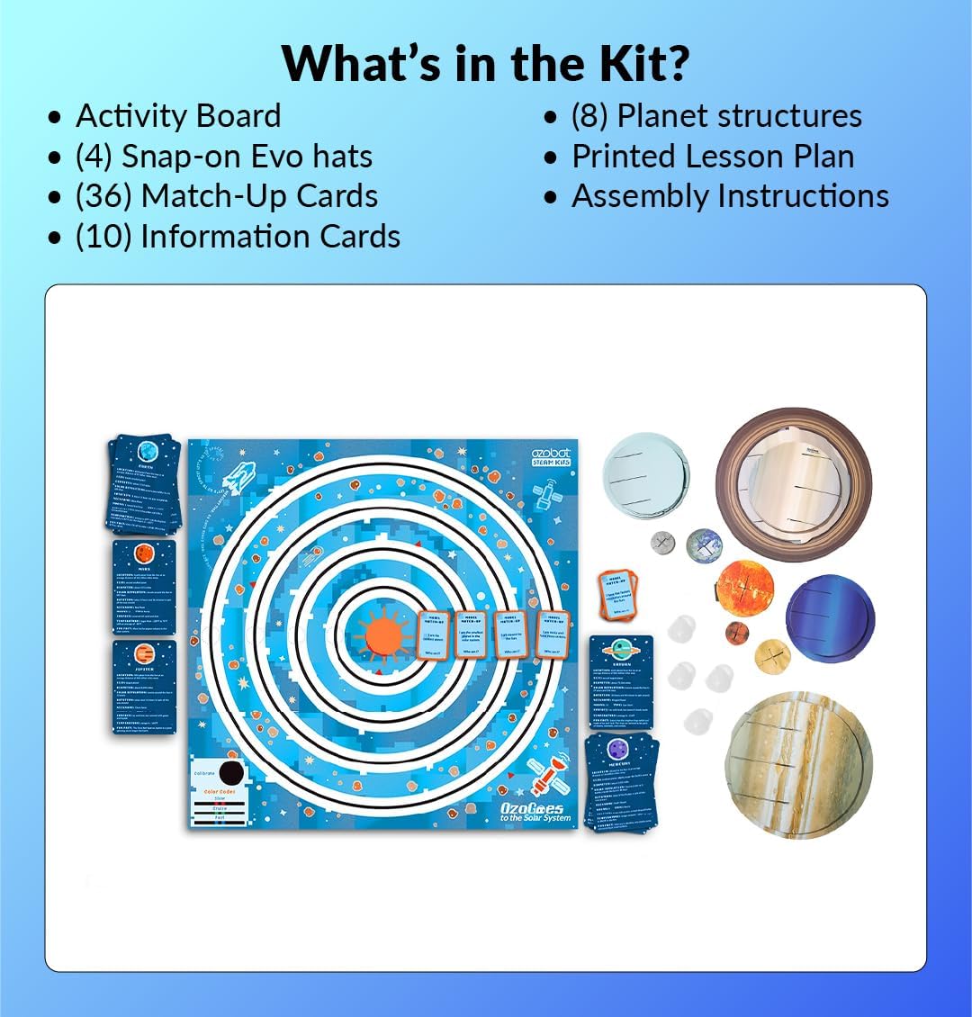 Ozobot OzoGoes to Sun, Earth & Moon STEAM Kit, Ages 8+, Learn Celestial Movements, Critical Thinking, NGSS Aligned, Group Learning, Assembly Guide, QR Digital Lessons, Robot Not Included