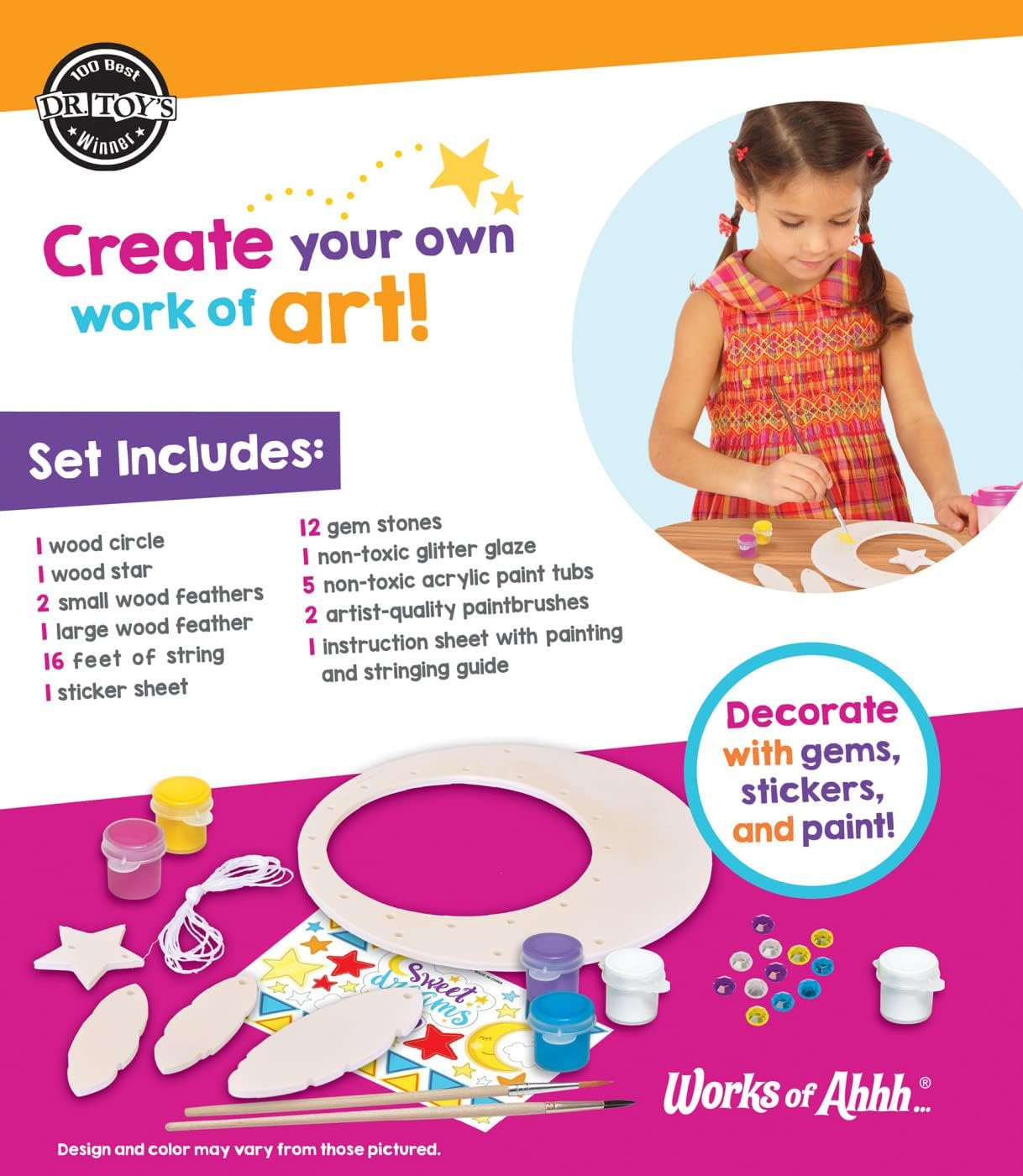 Works of Ahhh... Craft Set - Solar System Mobile Classic Wood Paint Kit